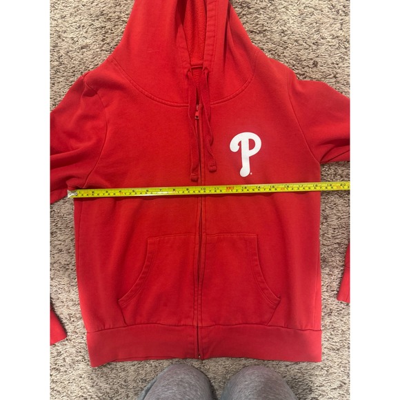 Philadelphia Phillies Hoodie New Era Full Zip Large Back Graphic Red Fleece - Picture 6 of 7